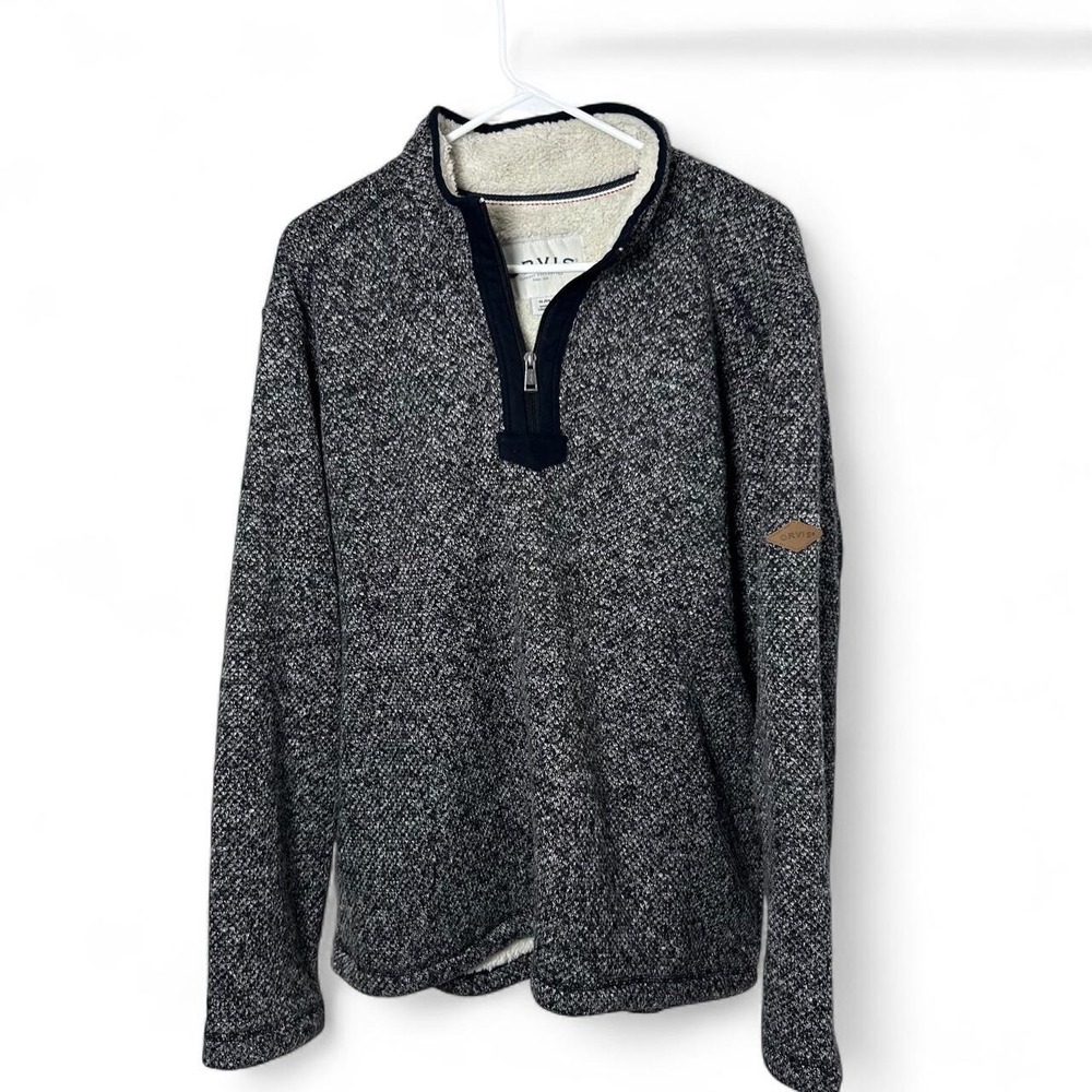 Orvis Men's Gray & Black Speckled Wool Blend 1/4 Zip Pullover Sweater XL